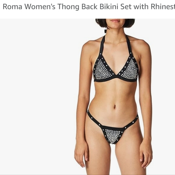 Womens rhinestone bikini thong stripper rave festival sexy outfit - Picture 2 of 2
